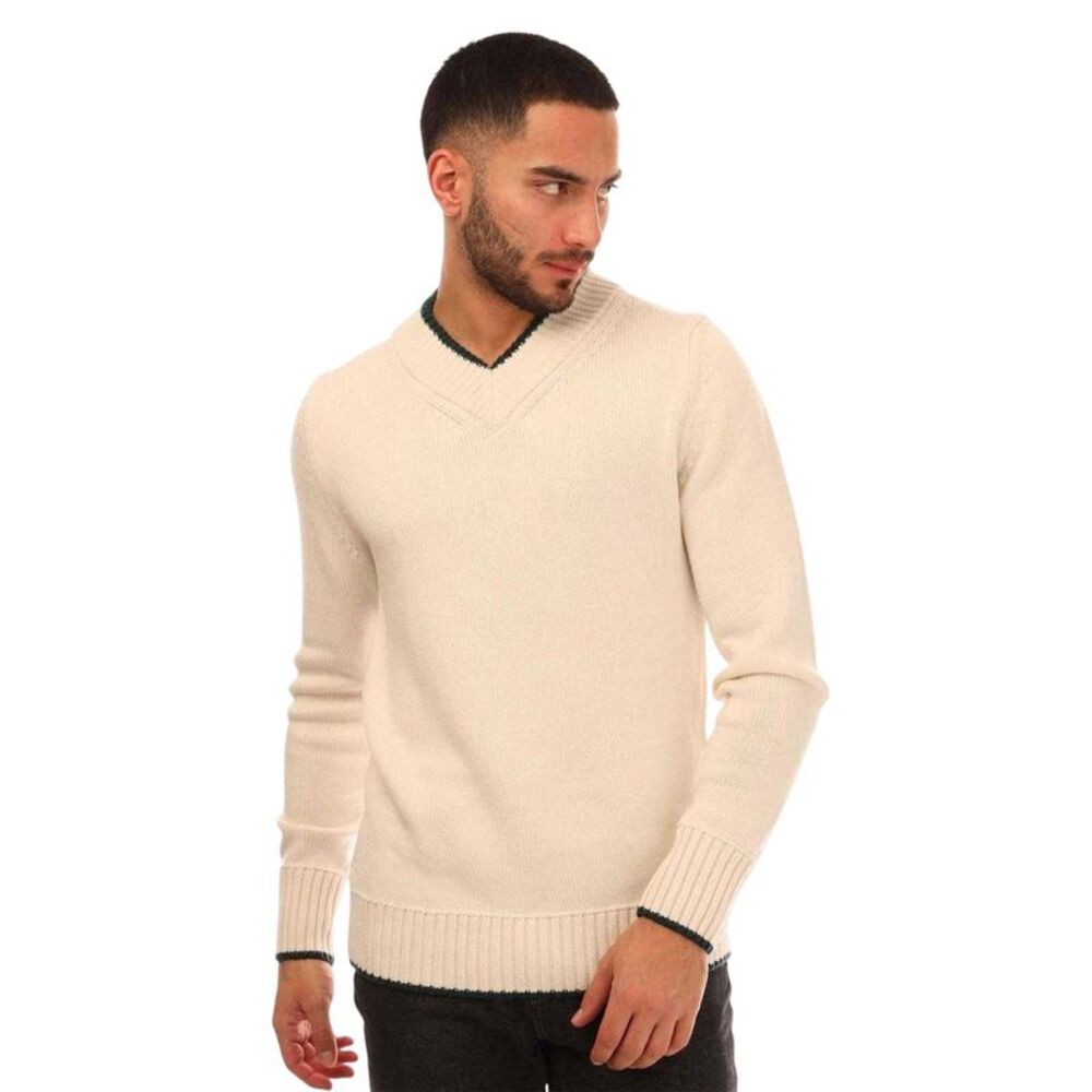 Boss Mens Marzio Virgin Wool Sweater Top / White